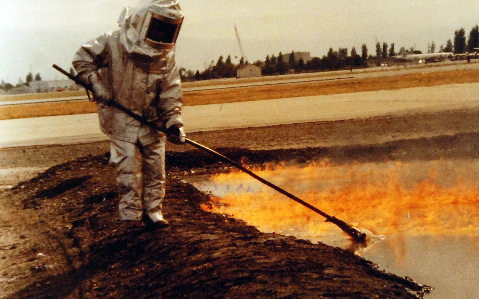 Historic July 1979 firefighter training at Naval Air Station Moffett Field.